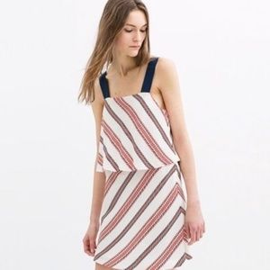 ZARA Tiered Dress Red White and Blue Size XS